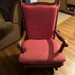 Wooden Rocking Chair & Ottoman