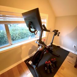 Peloton Bike with Weights and Mat