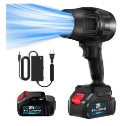 Cordless Leaf Blower Portable Dust Cleaner Handheld Lightweight Blowers 180000 RPM with Adjustable Speed for Patio Cleaning, Drying,Camping Gifts 2 Ba