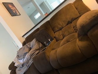 Brown recliner couch set