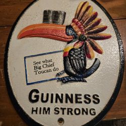 Cast Iron Guinness Toucan Advertising Sign 