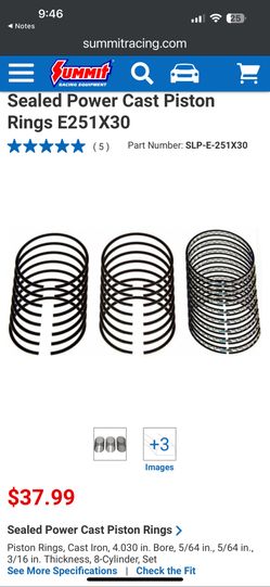 Sealed Power Piston Rings Set E251X30