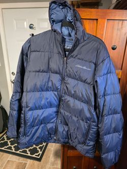 Eddie Bauer wide channel hooded down jacket