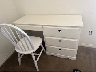 Desk, nightstand, chair