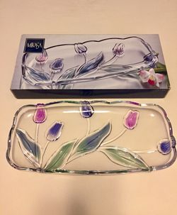 Mikasa Clear Serving Tray with Tulips 💐 🌷