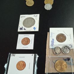Assorted Coins and One Gold Ore
14 Jewish Coins Circulated
1976 S Kennedy Half Dollar
Etc