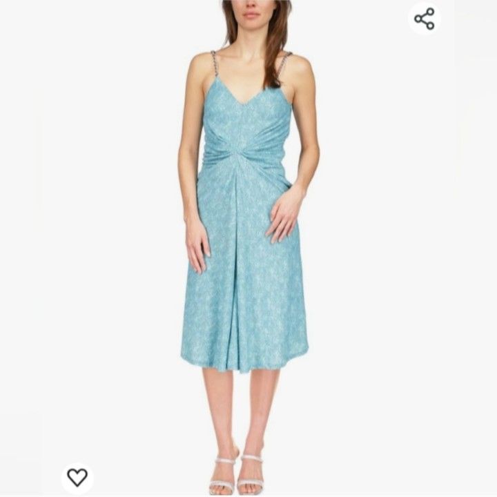 NWT Michael Kors Women's Uroko Twist Chain Strap Dress Blue Size Medium