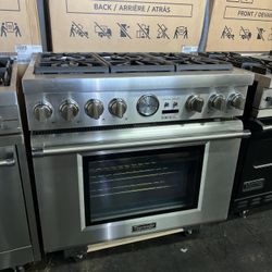 Thermador 36”Wide Dual Fuel Range Stove Stainless Steel 