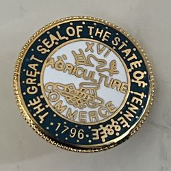 New Vintage Tennessee Lapel Pin - Agriculture Commerce - Great Seal Of Tennessee