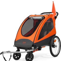 🚲 2-Seater Kids Bike Trailer & Stroller – Foldable, Up to 110 lbs, Brand New!