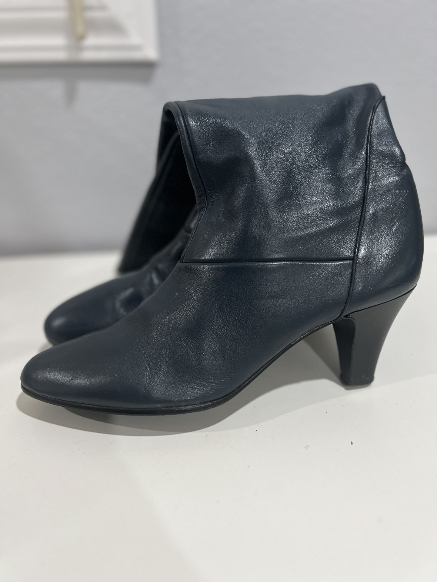Women's blue leather boots 