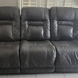 Leather Sofa & Loveseat Set – Gray