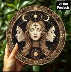 Hecate's Threshold — Triple Moon Goddess Wall Plaque
