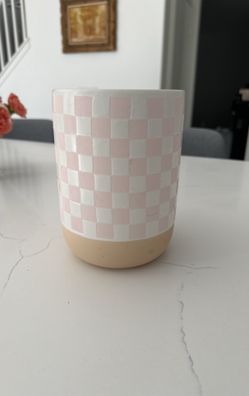 Pink Checkered Kitchen Utensil Holder 