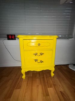 Yellow French Provincial 2 Drawer Nightstand