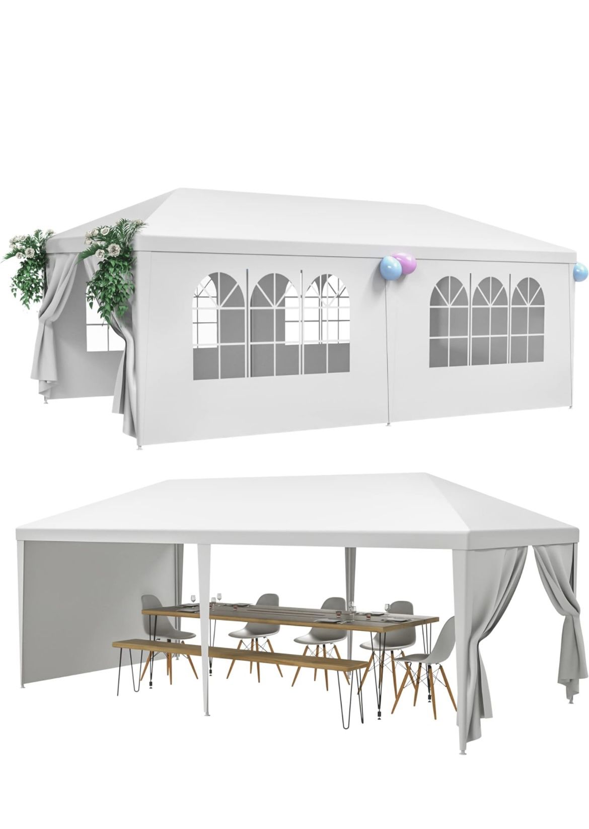 10x20 Canopy Tent For Events Park Wedding Birthday Graduation 10 Feet By 20 Feet 10’x20’  Removable Sides 4 Windows And Two Zipper Close Sides
