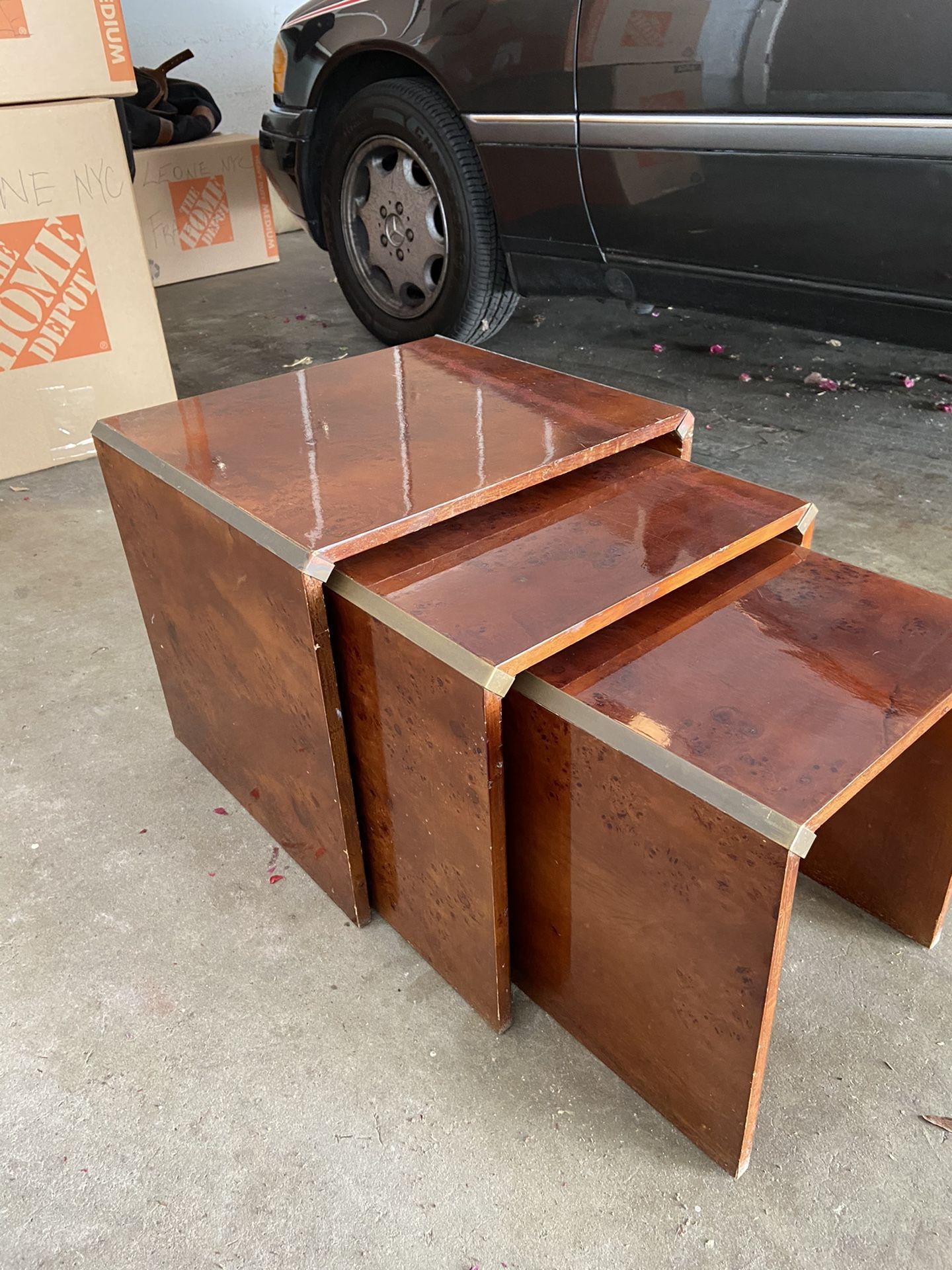 Parsons Burled Wood Nesting Tables