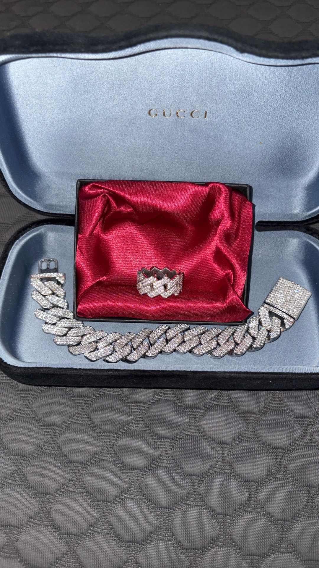 Moissanite Ring And Cuban Bracelet 