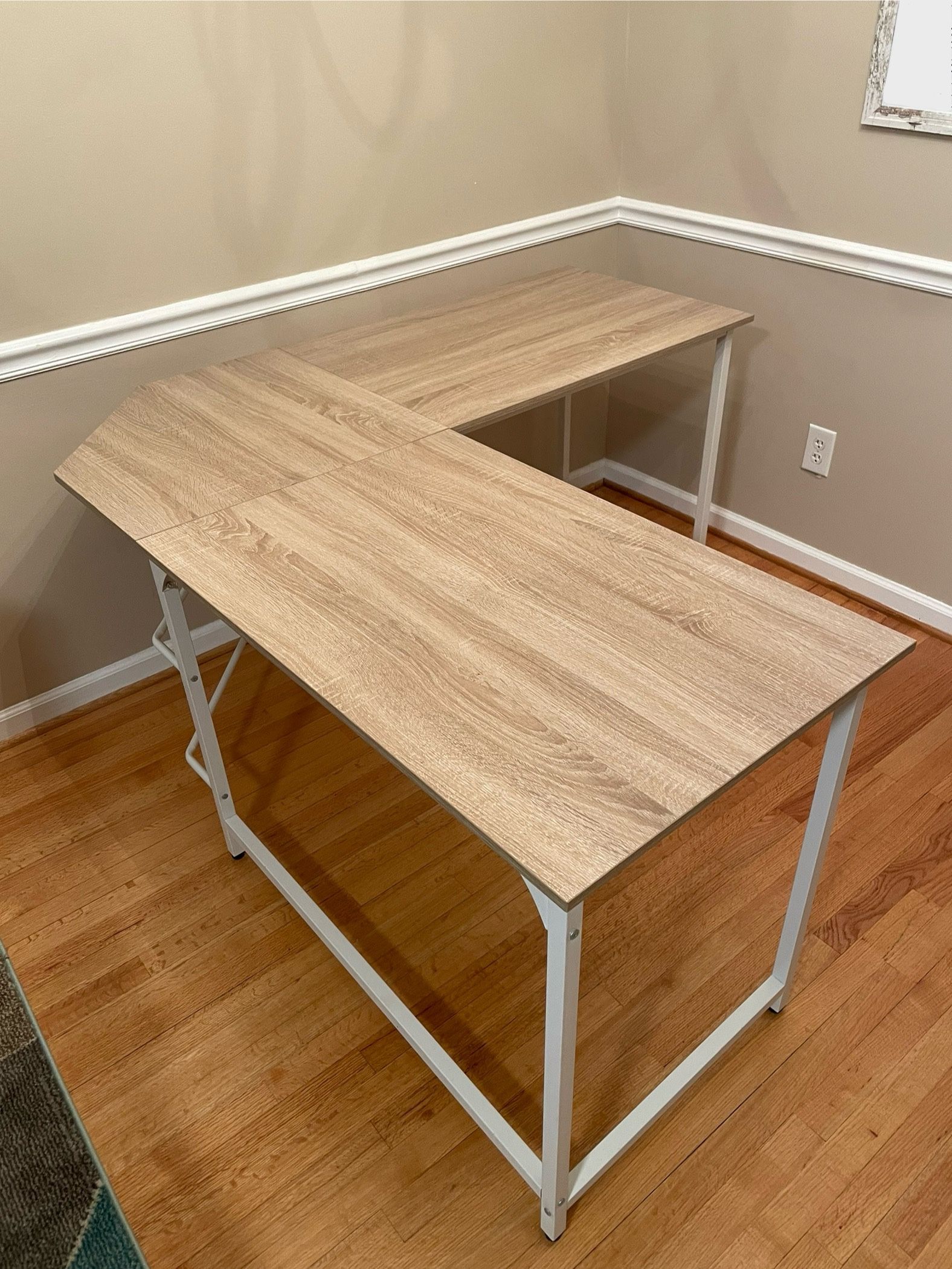 L-Shaped Computer Desk – Natural Oak Finish