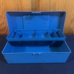Vintage Oxwall Tool Company Blue Plastic Tool Tackle Box w/ Tray
