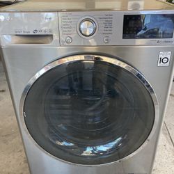 LG WM3499HVA Ventless is a compact, all-in-one front-load washer/dryer combo unit in a sleek graphite steel 