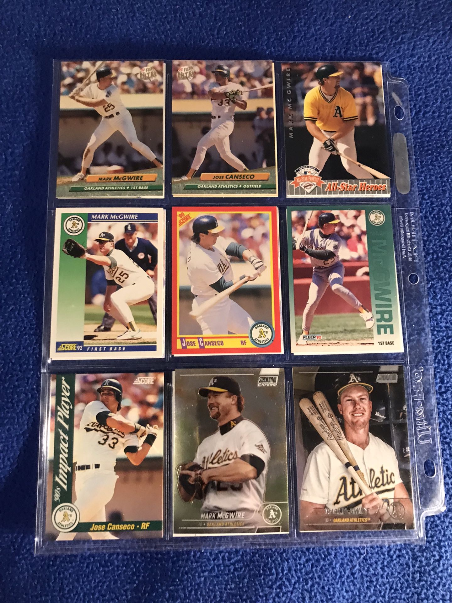 Mark McGwire Jose Canseco A’s Baseball Cards 