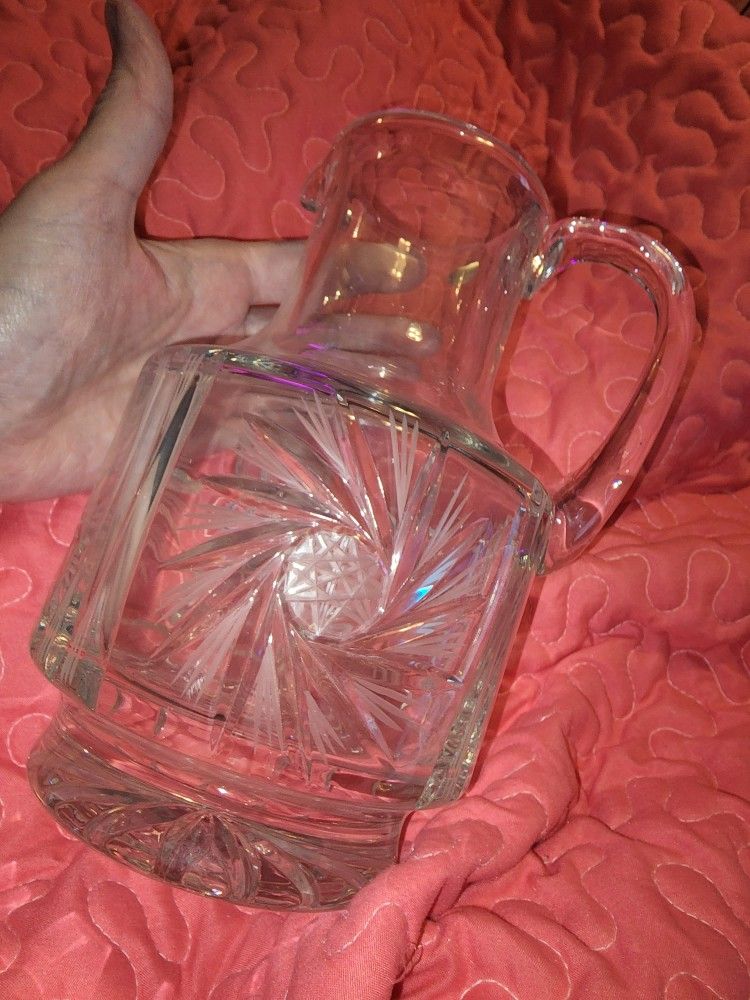 Vintage U.S.S.R Handmade Crystal Pitcher