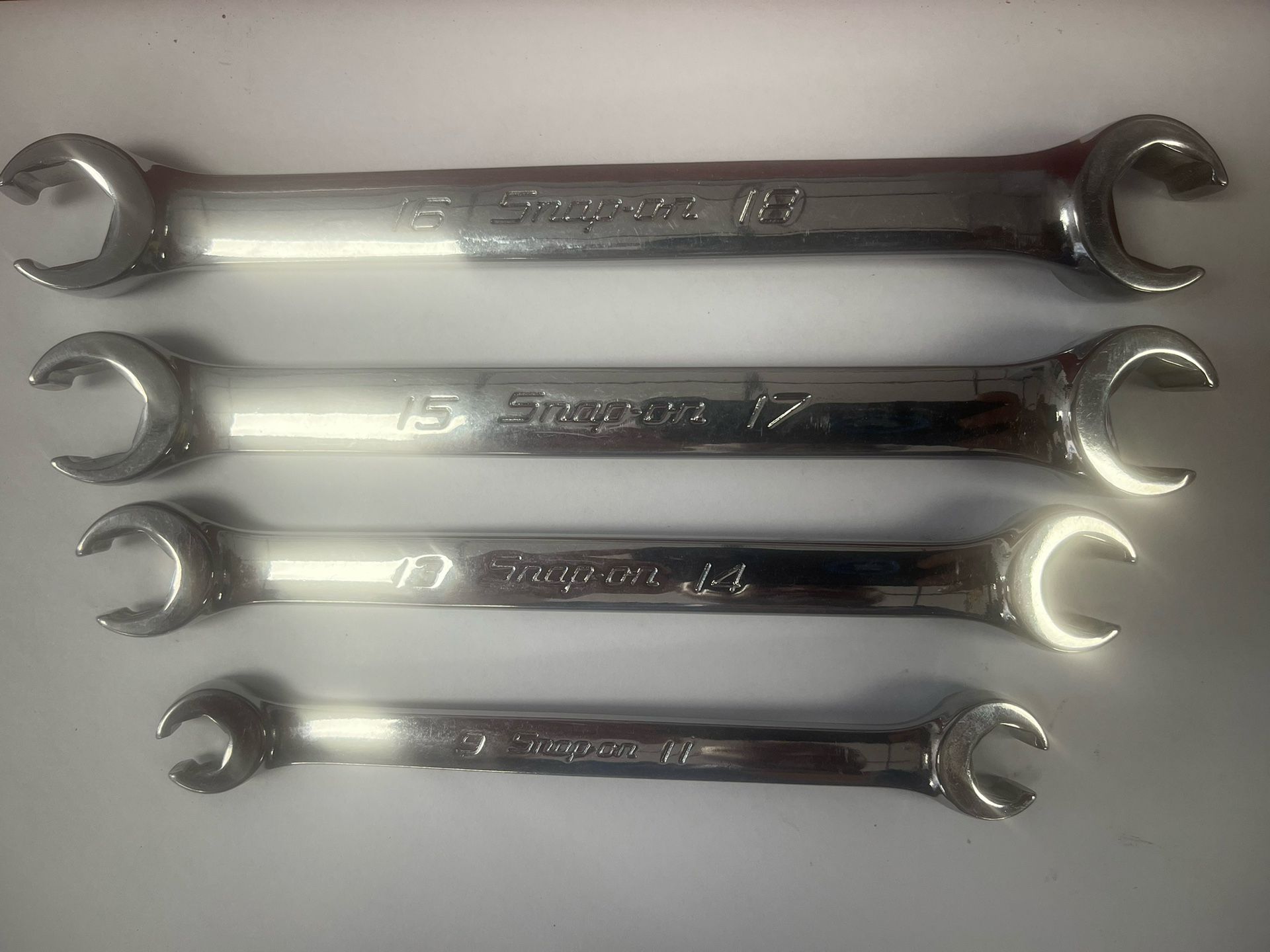 SNAP-ON 4 PC 6pt METRIC DOUBLE END FLARE NUT LINE WRENCHES