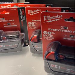 Milwakee Batteries M18   =  XC 5.0  $120XC 3.0$110And 100 for the   CP3.8 