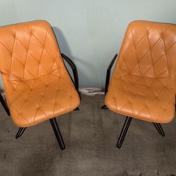 Art Leon 2 -Pack 19.9-in W Midcentury Orange Faux leather Swivel Accent Armchair