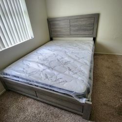 Queen Platform Bed Frame With Mattress 