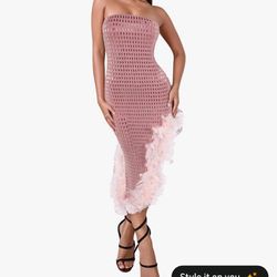 Dress With Feathered 