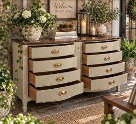Dixie Federal / Hepplewhite 8-Drawer Double Bow-Front Dresser /credenza /buffet