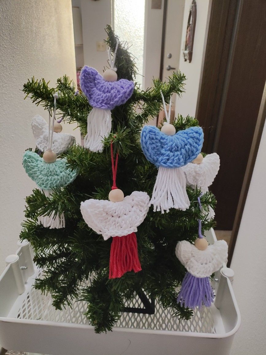 Angel Tree With 10 Angel Ornaments Made By Me.