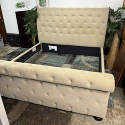 King Bedframe Free Delivery Tufted Headboard & Footboard Sleigh Bed