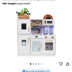 Kids Children Pretend Toy for Babies, Kitchen Playset & Play Kitchen Toy Set with Light, Sink with Faucet, Oven, Microwave, Kitchenware Set Accessorie