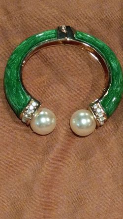 Puff bracelet green and gold