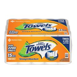 15 Rolls towel paper Member's Mark 10000655 Super Premium - White