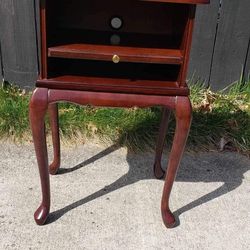 Wood Side Table With Pull Out Writing Pad- Mahogany Finish