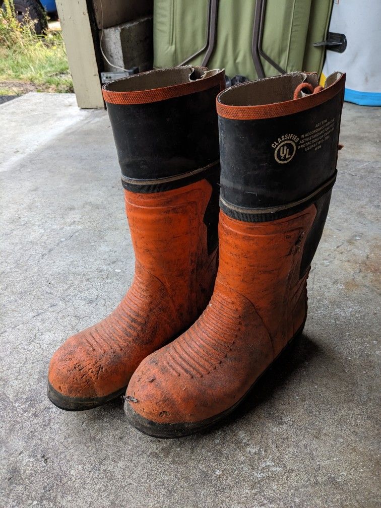 Loggers Cork Boots Steel Toe Size 11-14 Spikes