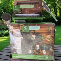 2 sets outdoor solar string lights 12ft -19ft &18pc solar yard lights outdoor bundle