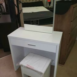 Vanity sliding mirror and storage stool $50 down
