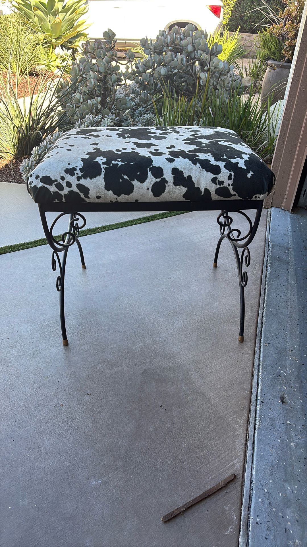 Ottoman/Vanity Table Chair Upholstered Cow Print