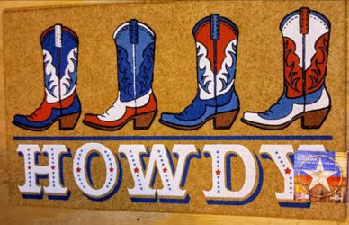 NEW TEXAS HOWDY BOOTS DOORMAT  18 X 30