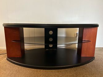 TV Stand with Glass Shelves