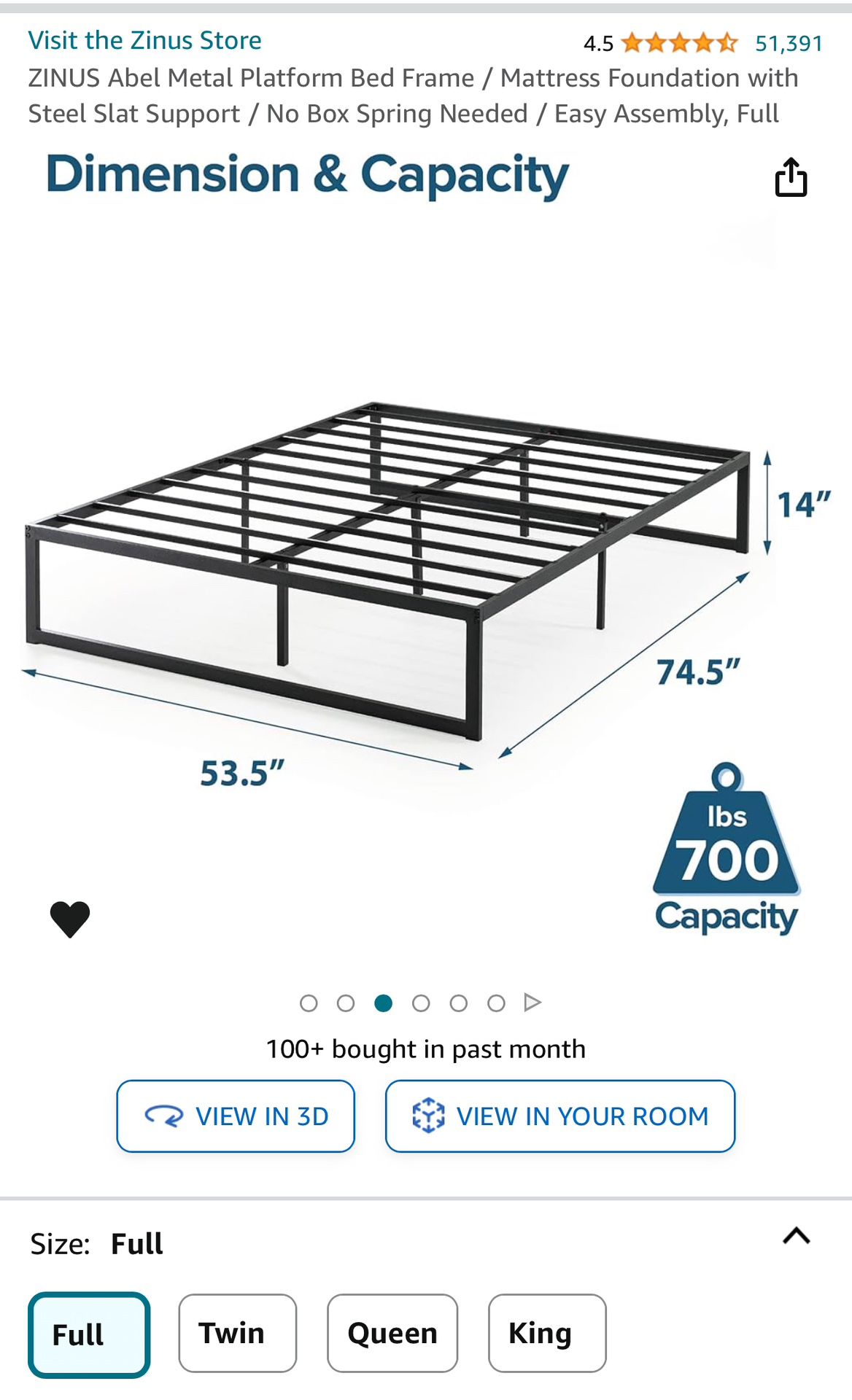 Full Metal Platform Bed Frame 