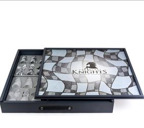 The Glass Knights – Premium Chess Board & Drinking Game with unique pieces, the perfect business gift and party starter (Space Gray)