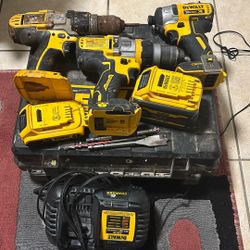 Dewalt complete power tools, three drills, two power packs and charger 160