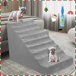 NEW 7 Tier Dog Steps for High Bed or Couch Made of High Density Foam - Grey 