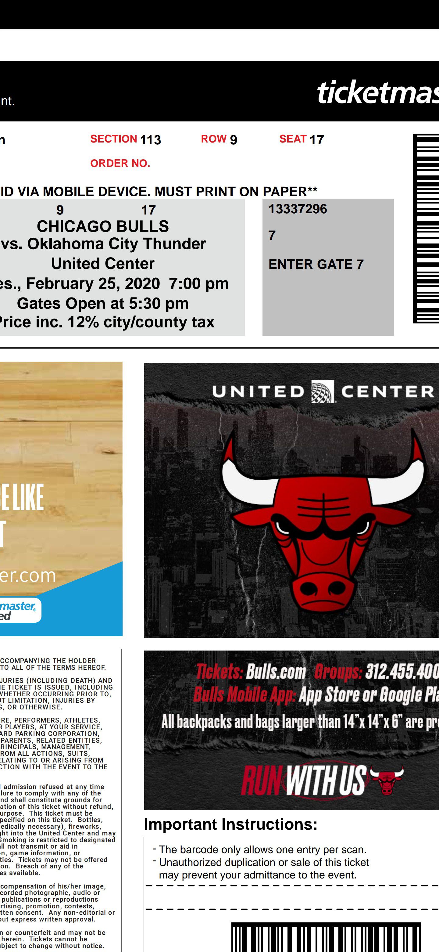 Chicago Bulls tickets near courtside. 4 tickets near courtside